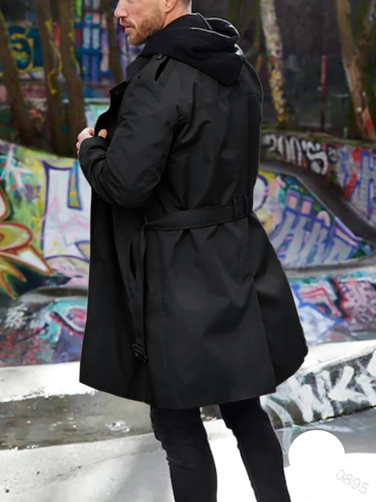 Men's Clothing Spring And Autumn New Solid Color Long-sleeved Windbreaker Men's Lapel Slim Double-breasted Casual Jacket_voghion.com