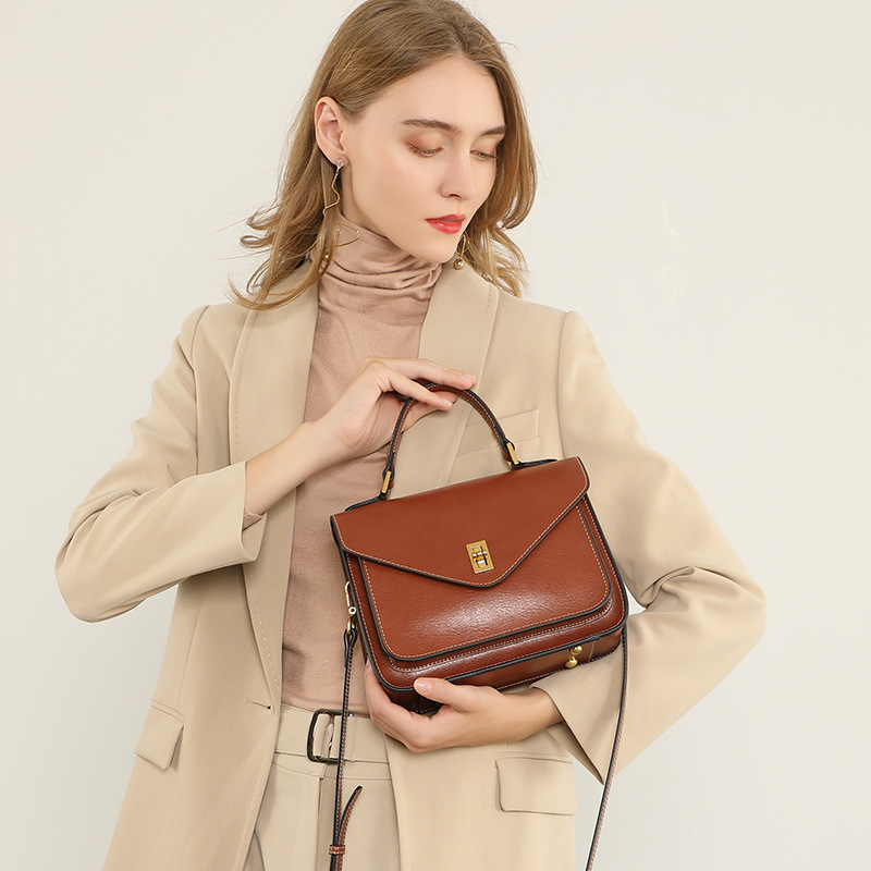 Vera pelle vegetale, pelle bovina, nuovo temperamento high-end, semplice e alla moda, borsa da donna, trasporto a mano, postino a tracolla a spalla_voghion.com