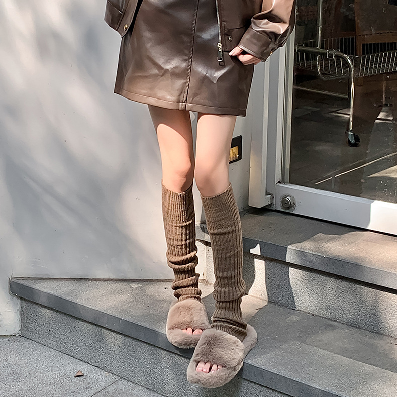 Strumpfhose Feine gerade Strumpfhose mit langem Bein Y2K über dem Knie Strickflor Sockengarn Bein warm 100 Fuß Abdeckung_voghion.com
