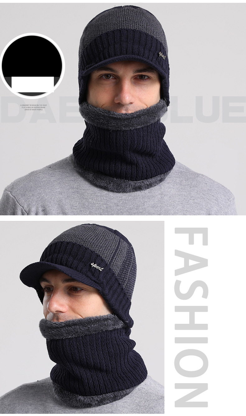 nuovo cappello caldo antifreddo in lana con collo set più velluto spesso abbinato al colore del cappello lavorato a maglia paraorecchie cappello testa_voghion.com