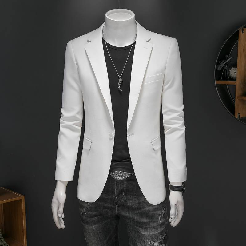 Heren Casual Slim-fit Effen Kleur Brits Zakelijk Gentleman Eenvoudig All-match Pak Bruidegom Beste Man Banketpak_voghion.com