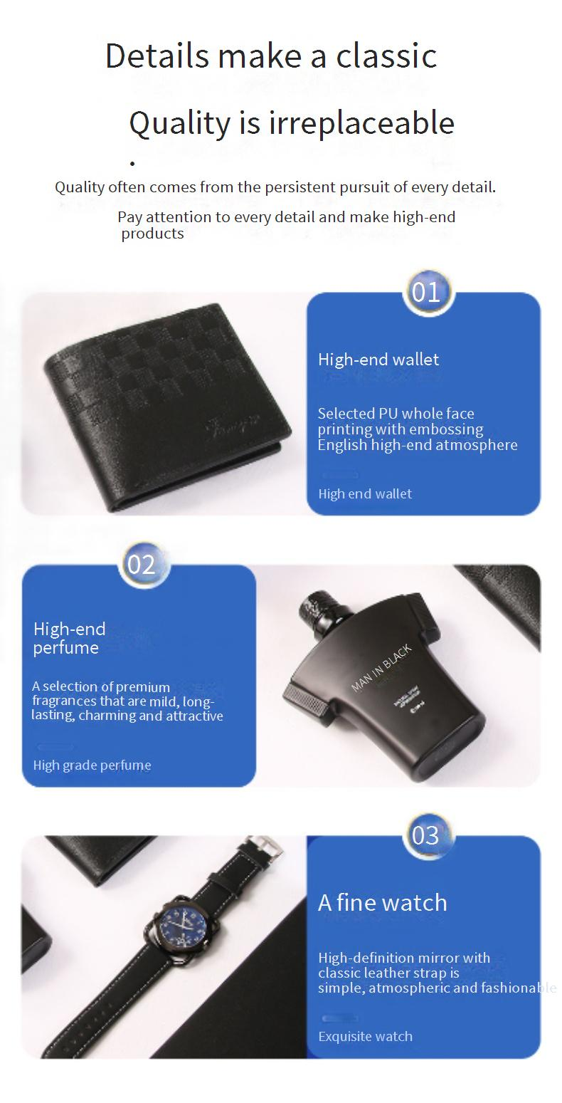 Geschenkset für Geschäftsmänner, Quarzuhr, Brieftasche, Parfüm-Set, Valentinstags-Geschenkbox-Set für den Freund_voghion.com