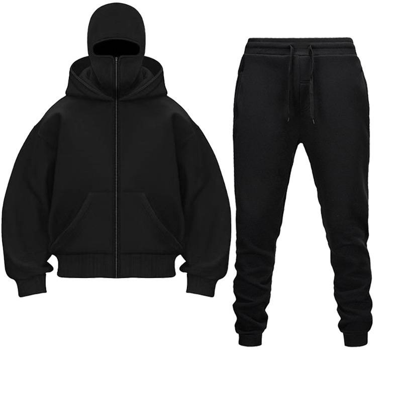 nisex Double Hoodie Jogger Set – Streetwear Matching Outfits (S-XXL,5 Color Combos)_voghion.com
