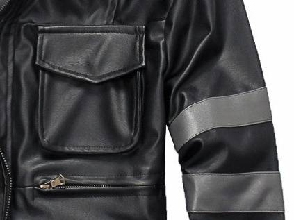 Veste courte en cuir PU coupe slim pour homme – Col montant élégant avec poches contrastées (M-3XL, noir, légère pour le printemps/l'automne)_voghion.com