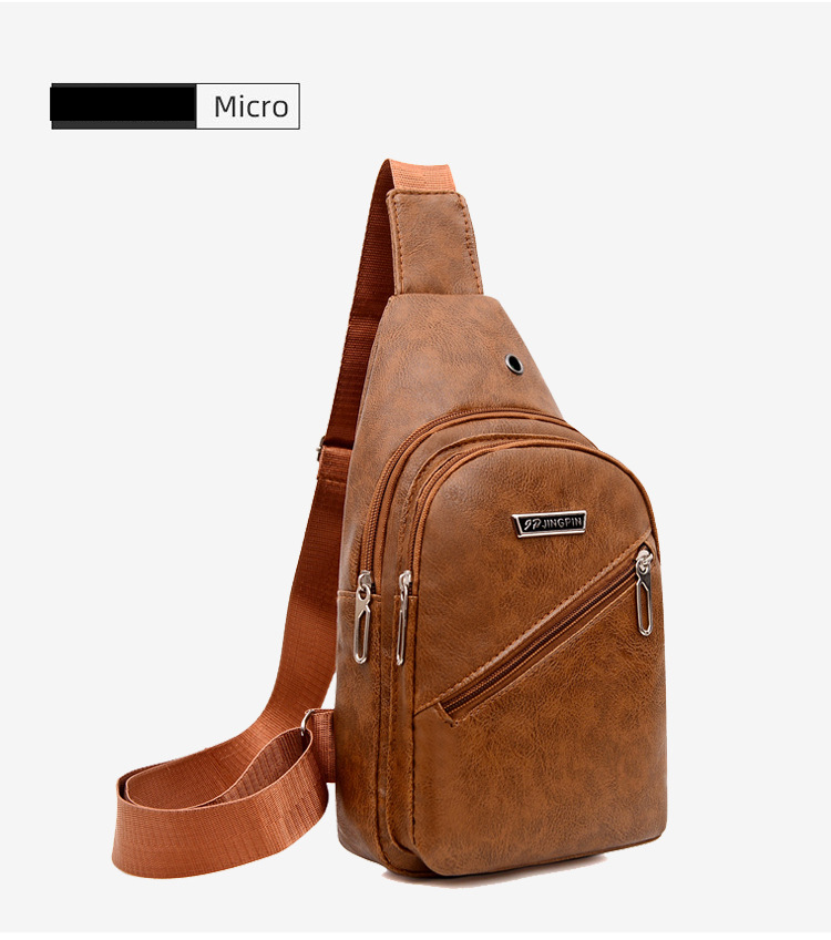 Men's Stylish Crossbody Sling Bag - Waterproof PU Leather, Large Capacity, Adjustable Strap For Travel, Gym & Business (Black, Khaki, Dark Brown)_voghion.com