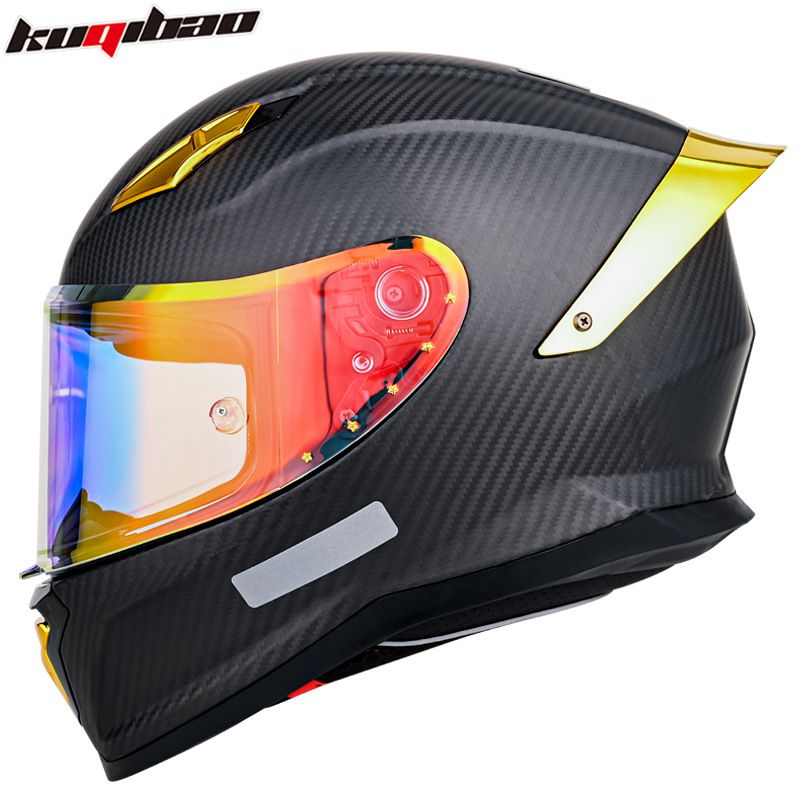 Casco de motocicleta de fibra de carbono KQIPOW: integral, tejido 3K/12K, con certificación DOT y 3C, ligero y de carreras para hombre y mujer._voghion.com