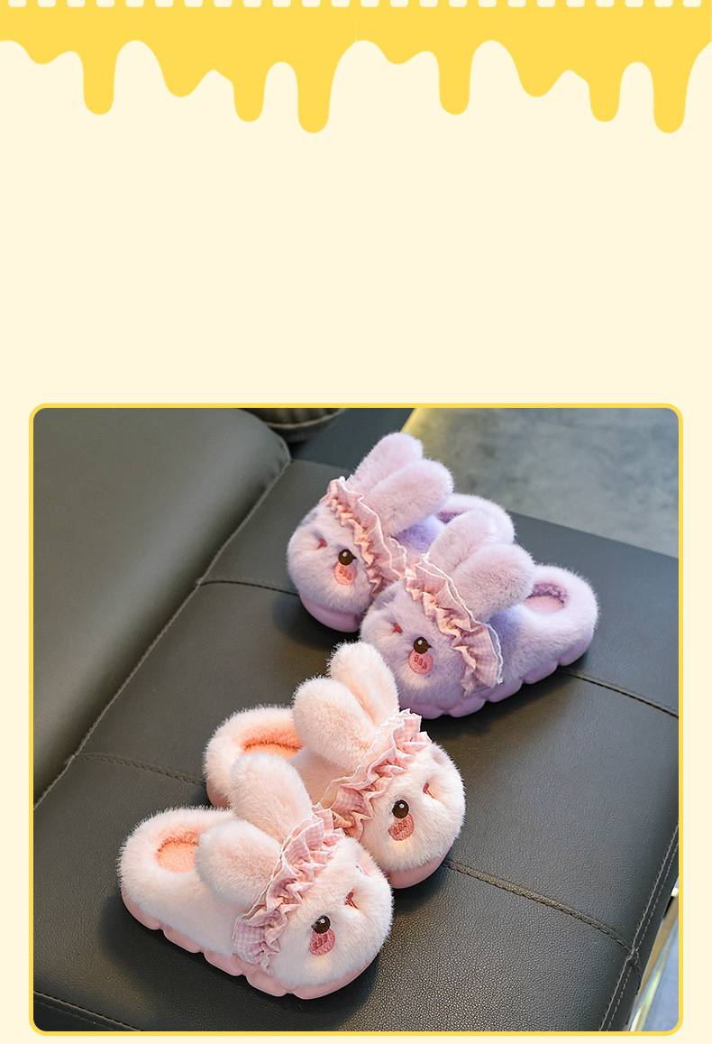 Pantofole invernali morbide e comode per mamma e bambini, per bambini e neonati - Calde pantofole in peluche per interni/esterni con suola antiscivolo (rosa/viola/bianco)_voghion.com