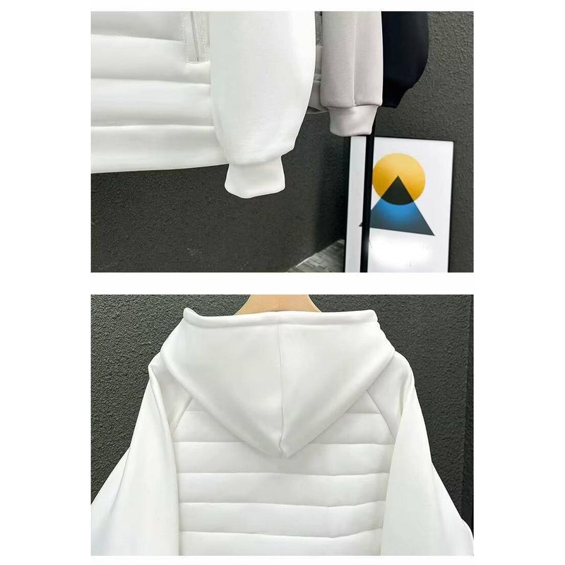 Herrenbekleidung 25 Hochwertiger, gefütterter und dicker Daunenmantel mit Bärenkapuze und bordeauxroter Stickerei_voghion.com