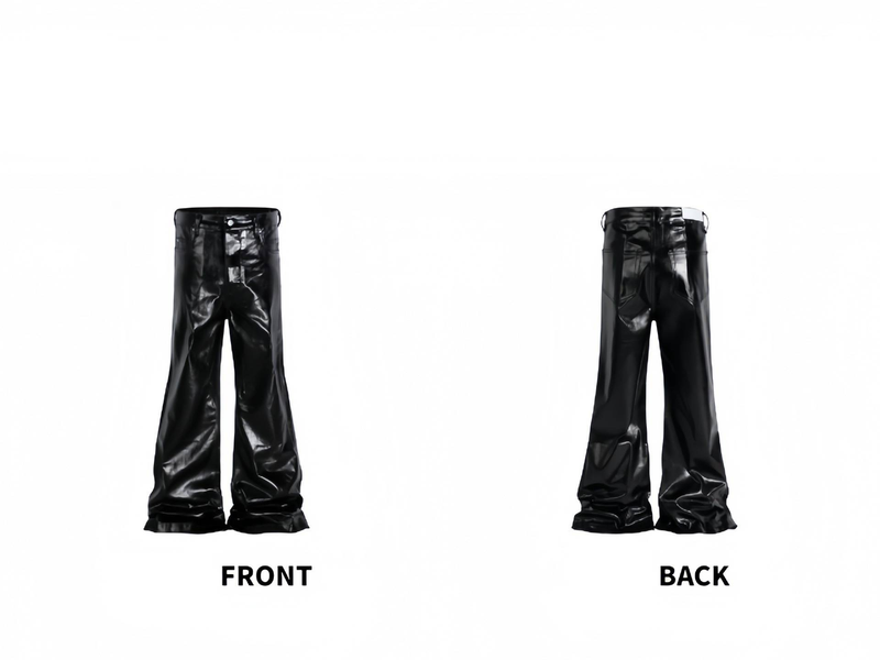 Moclose Schlaghose mit hohem Bund für Damen und Herren – Schmal geschnittene, dehnbare Baumwollhose mit weitem Bein und Bootcut-Schnitt und glänzender Beschichtung_voghion.com