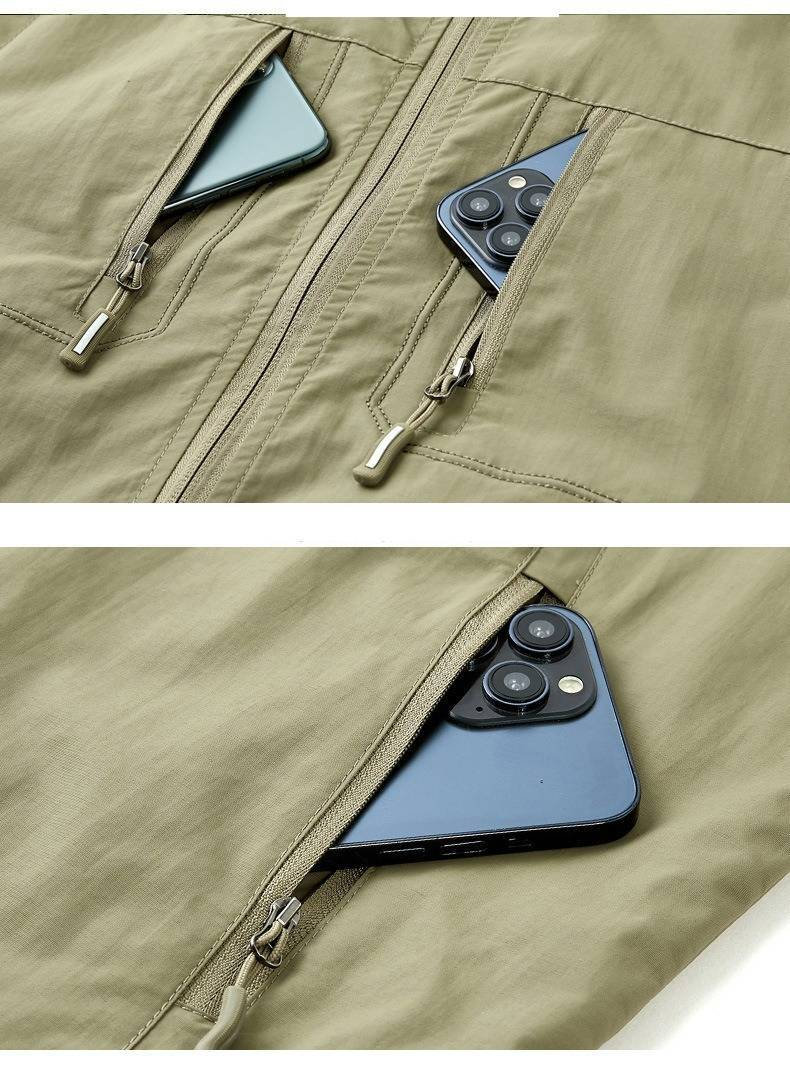 Gilet senza maniche da uomo con tasche multiple - Giacca leggera in nylon con cerniera per attività all'aperto e palestra (5 colori, dalla M alla 5XL)_voghion.com