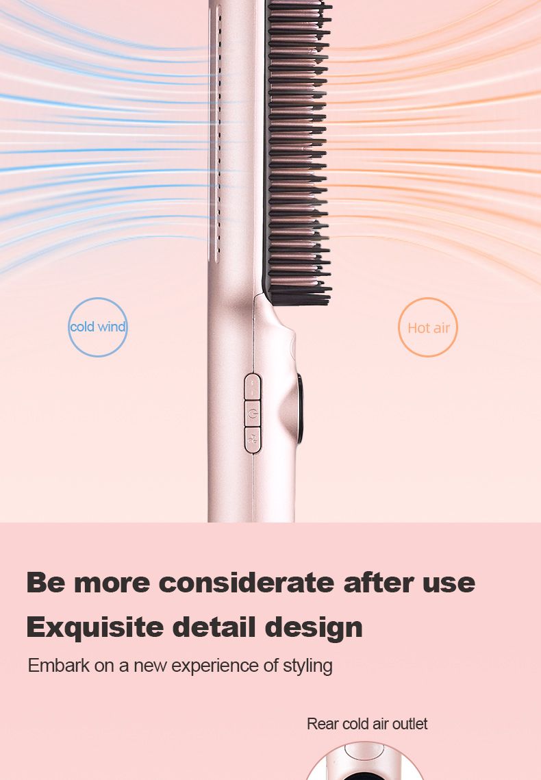 Volumenkamm mit Heiß- und Kaltluft, Glätteisen mit Verbrühungsschutz und LCD, 2-in-1-Haarstyling-Tool_voghion.com