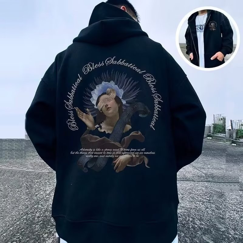 Sweater Men's Zipper Fat Oversize Hooded Large Cardigan Plus Size Coat Spring and Autumn 8XL_voghion.com
