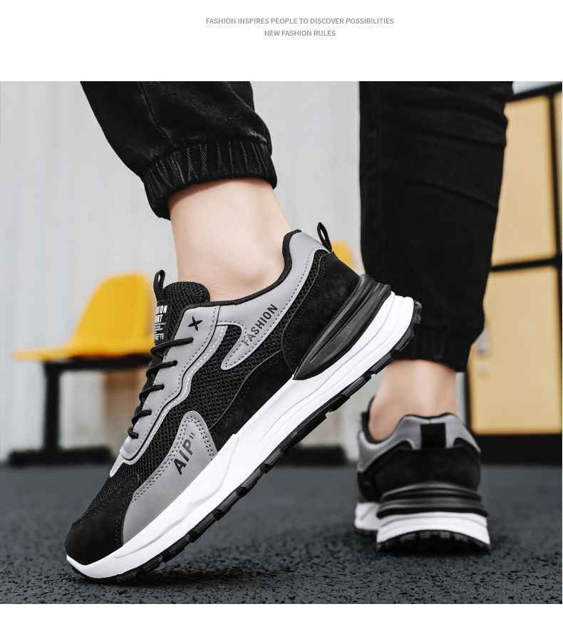 Summer New Breathable Mesh Men's Trendy Versatile Thick-Soled Sneakers Casual Running Dad Shoes_voghion.com