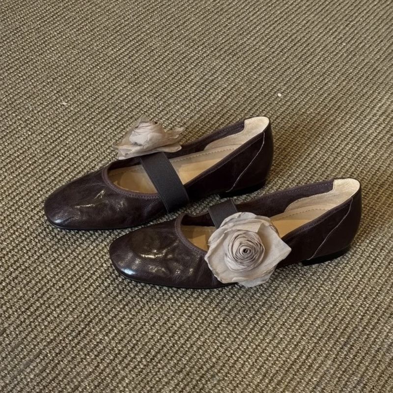 2025 New Style One-Strap Detachable Flower Single Women Flat Shallow Mouth Ballet Shoes_voghion.com