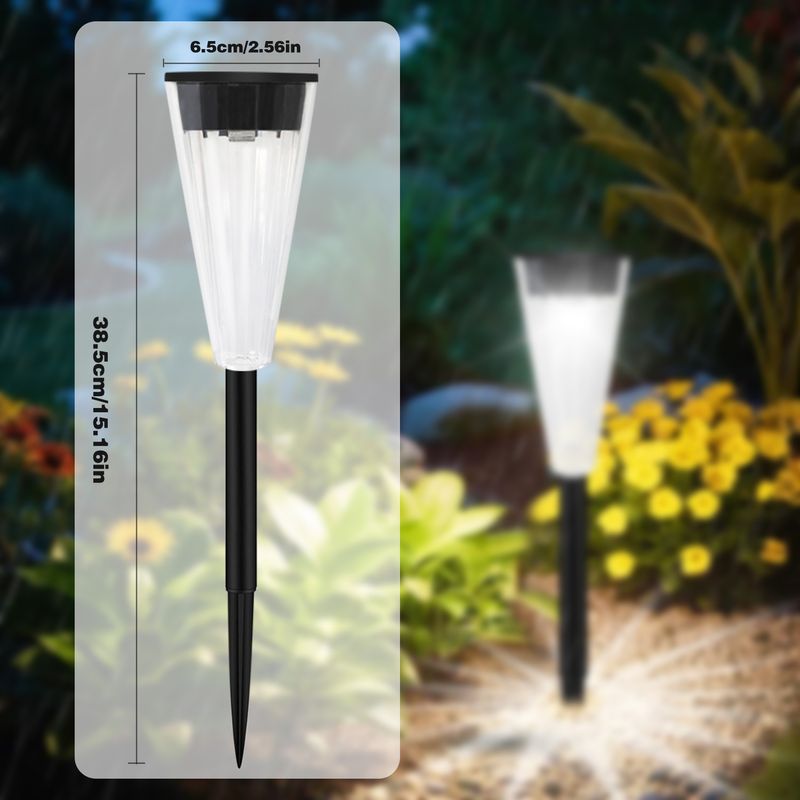 Lampes solaires LED d'extérieur – 10 W, éclairage décoratif blanc pour allée, cour, pelouse et terrasse (ABS, étanche IP65, intensité variable, stock UE)_voghion.com