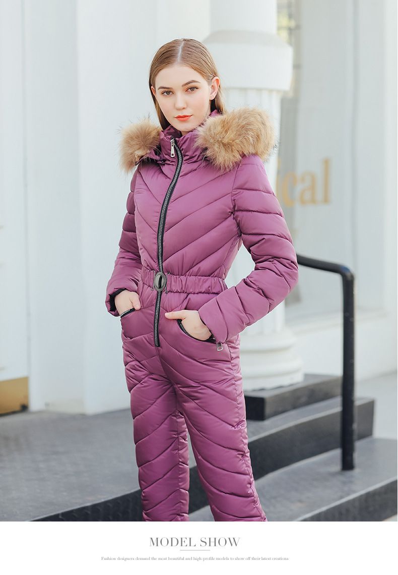 Women’s Long Puffer Coat With Detachable Faux Fur Hood – Slim Fit Winter Ski Jacket (Pink, Black, Wine Red, Blue, M-XXL)_voghion.com