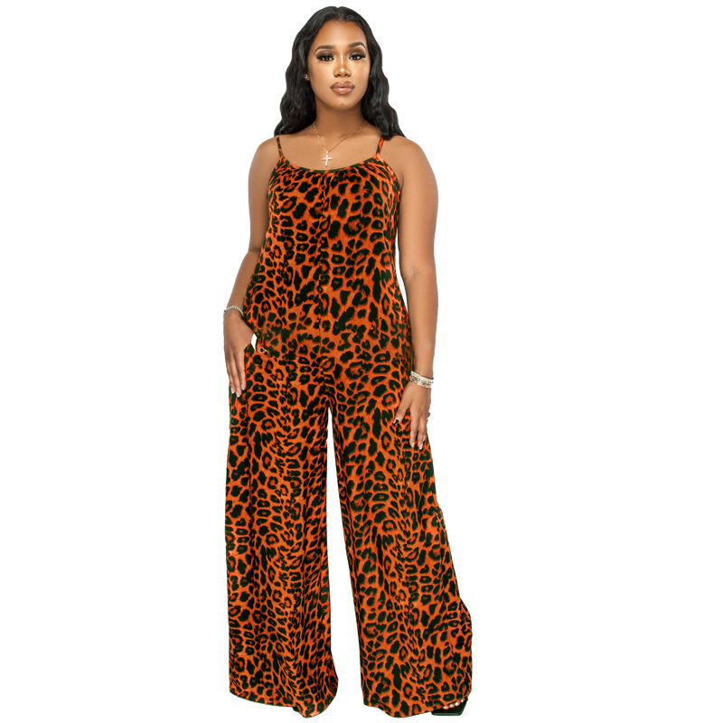New Summer Leopard Print Casual Plus size Jumpsuit_voghion.com