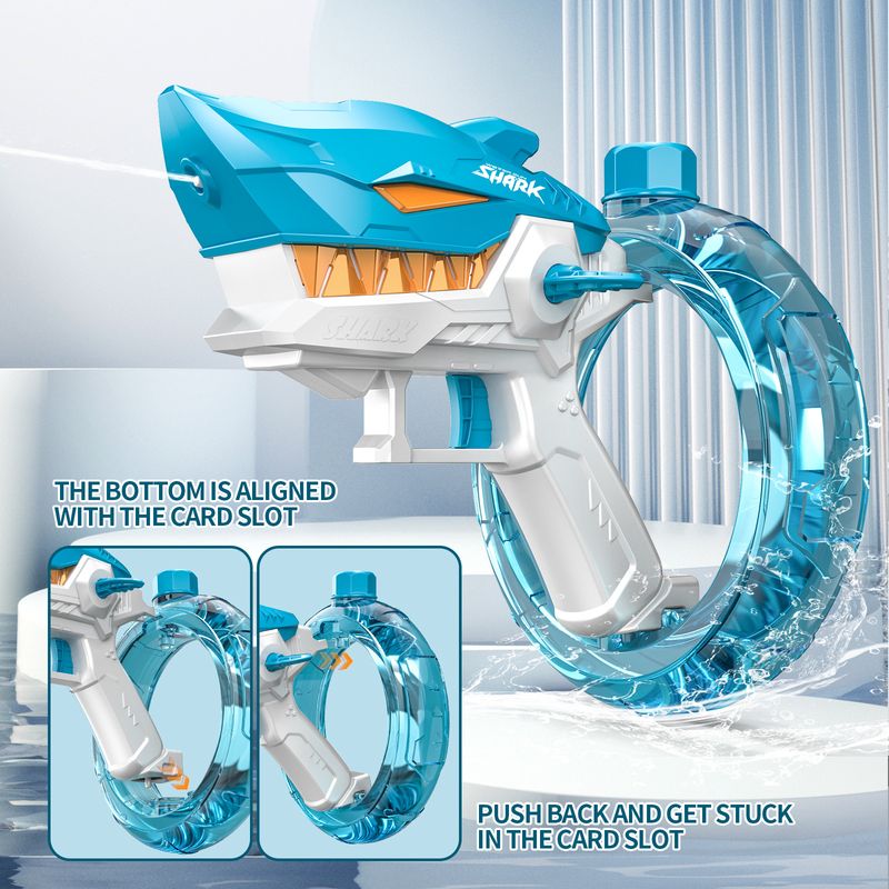 Neue elektrische Hai-Wasserpistole mit schwarzer Technologie, große Kapazität, vollautomatische Dauerwasserpistole, Sommerspielzeug für Kinder_voghion.com