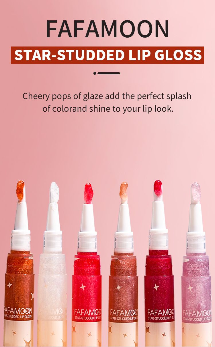 FAFAMOON Pearlescent Lip Gloss Rotating Pen Easy Coloring Soft Brush Flash Lip Honey Doodle Lip Pearlescent Lip Glaze Explosions_voghion.com