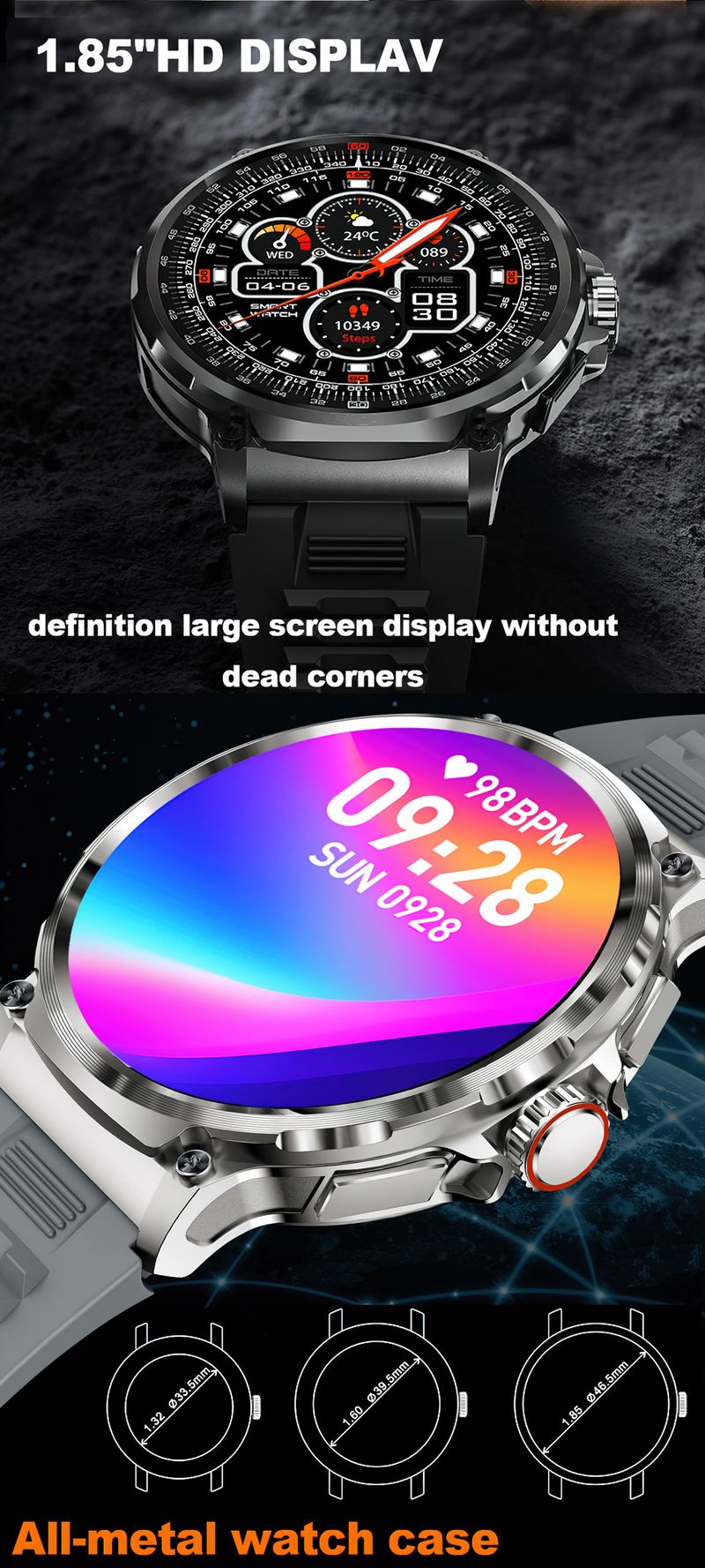 Neue 1,85-Zoll-Ultra-HD-Smartwatch mit GPS-Tracking und Bluetooth-Anruf, 710 mAh großer Akku, Sport-Smartwatch von Fiess_voghion.com