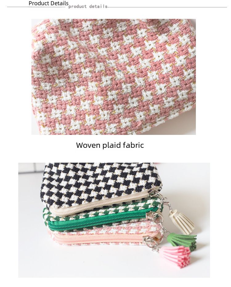 Vinter Ny Plaid-møntpung Kvinders lille bærbar, koreansk stil studerende Sød opbevaringstaske Sort og hvid Plaid minitaske_voghion.com