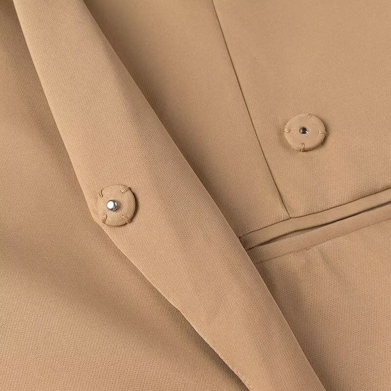 Giacca blazer oversize da donna - Classico cappotto a maniche lunghe con revers a lancia e tasche, in poliestere, casual, da lavoro o da ufficio (nero/grigio/kaki, S/M/L)_voghion.com