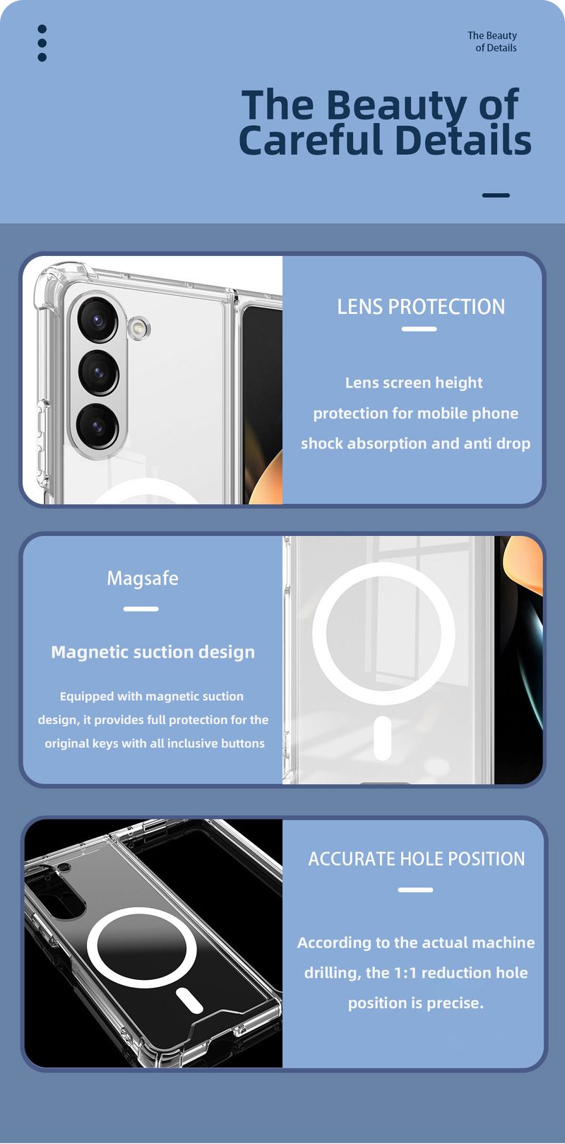 Gäller Samsung zfold6 magnetiskt, fallskyddande mobiltelefonskal, transparent 2-i-1, 4-vikbart_voghion.com