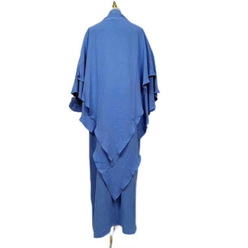 Abito lungo da donna Dubai medio, tinta unita, con foulard, due pezzi_voghion.com