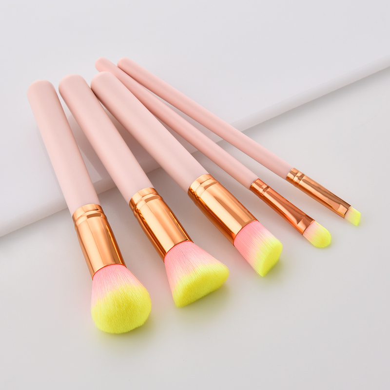 5-teiliges Make-up-Pinsel-Set, Beauty-Tools, Schwarz, Schwarz, Gold, Schwarz, Silber, loser Puderpinsel, Flachpinsel, GUJHUI_voghion.com