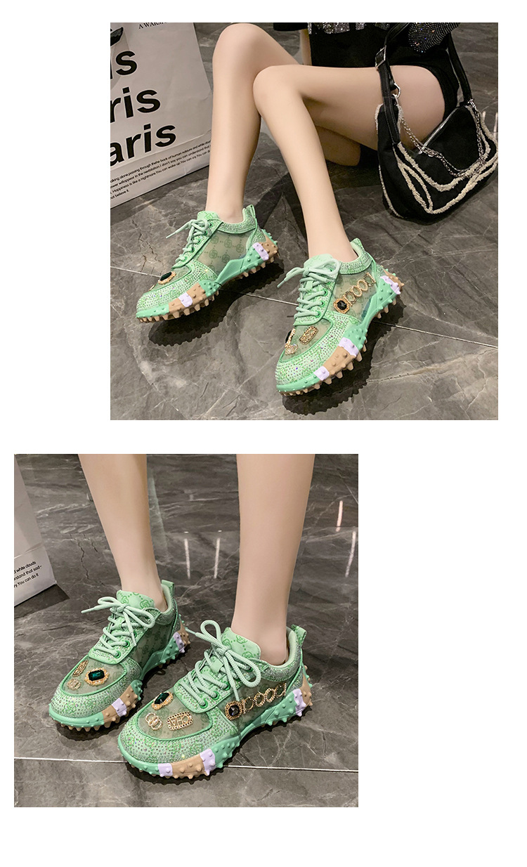 Biskuitboden dicker Boden Strass Papa Schuhe Damen 2023 Sommer neue Mesh Mode Schuhe_voghion.com