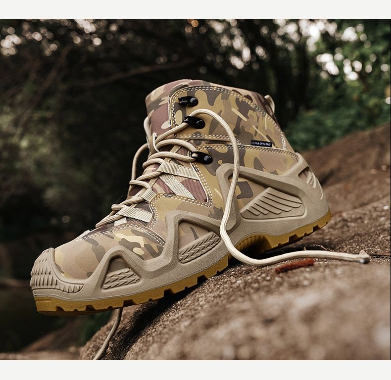 Autumn new high-top mountaineering wear-resistant anti-slip increase camouflage outdoor Training tactics_voghion.com