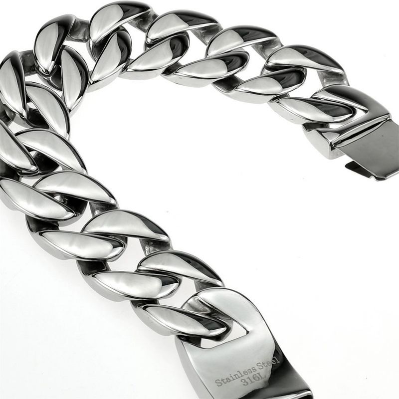 24mm Width Fashion Men Stainless Steel Cuban Curb Bracelet B156_voghion.com
