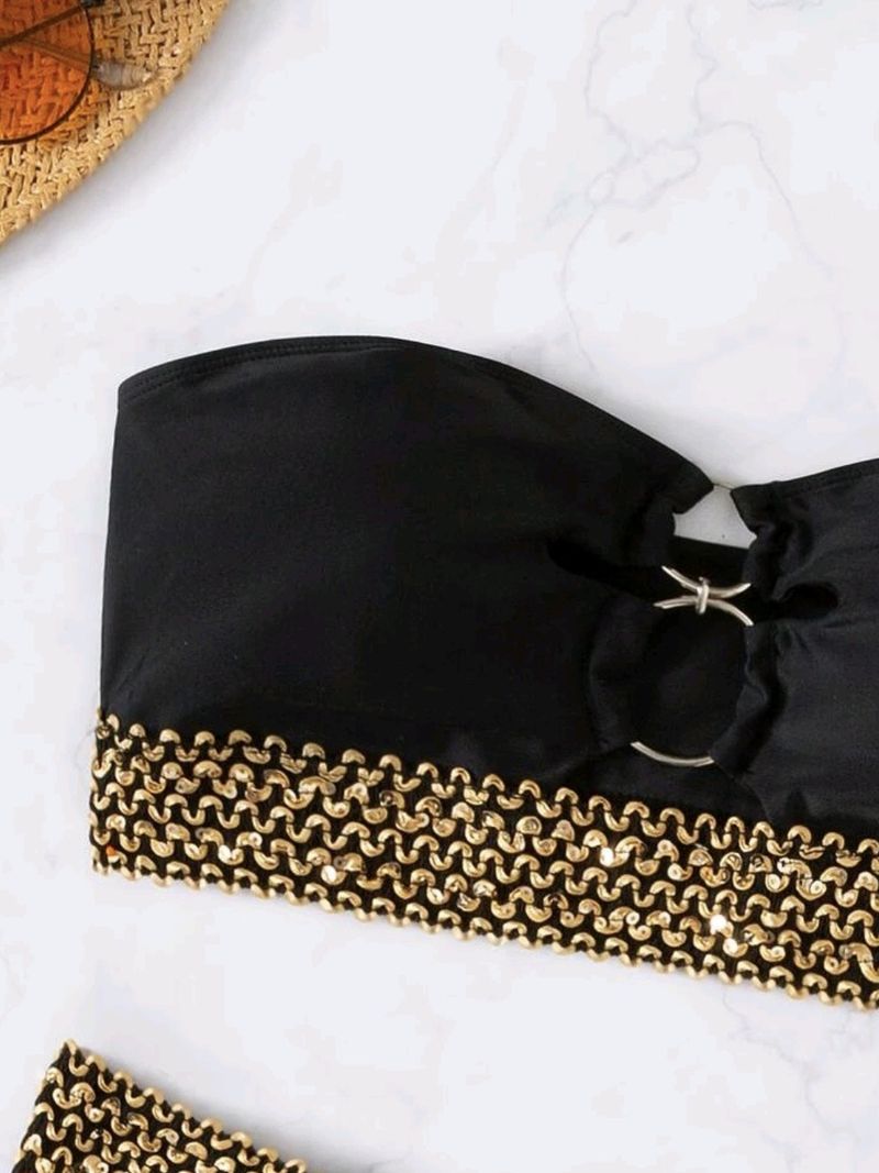 Női szexi egyszínű, magas derekú, osztott bikini női fürdőruha _voghion.com