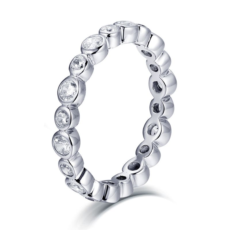 Full Diamond Row Ring - 925 Sterling Silver Rose Gold/Platinum Plated Ring_voghion.com