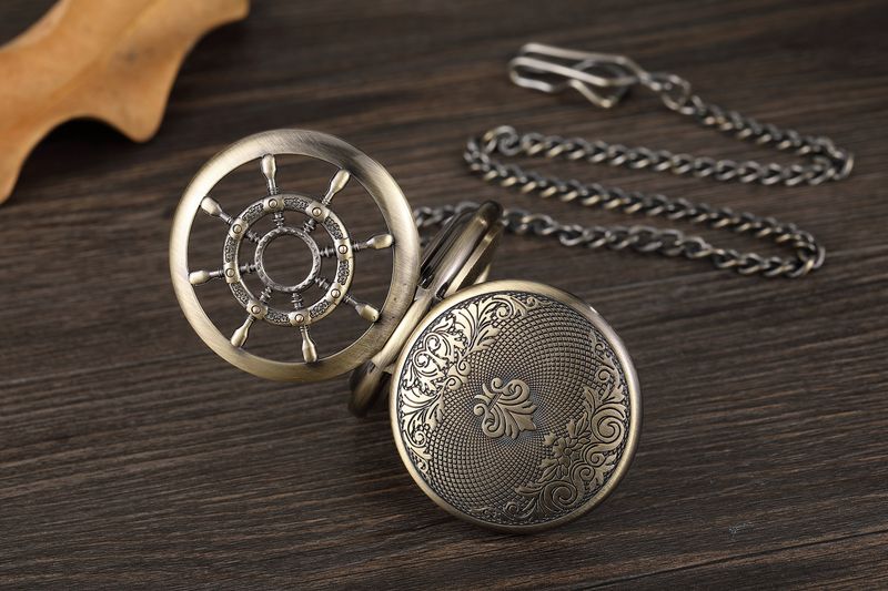 New Large Hollow Round Carved Roman Numerals Lace Mechanical Pocket Watch Model_voghion.com