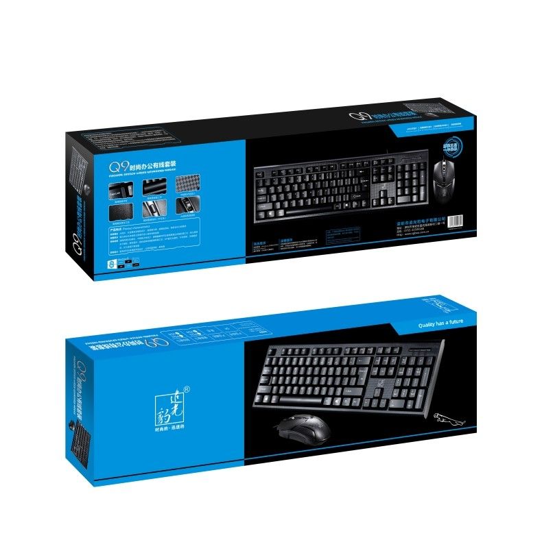 Tastiera Zhuiguangbao Q9 adatta per giochi USB cablati per casa, ufficio, laptop, tasti e mouse digitali_voghion.com