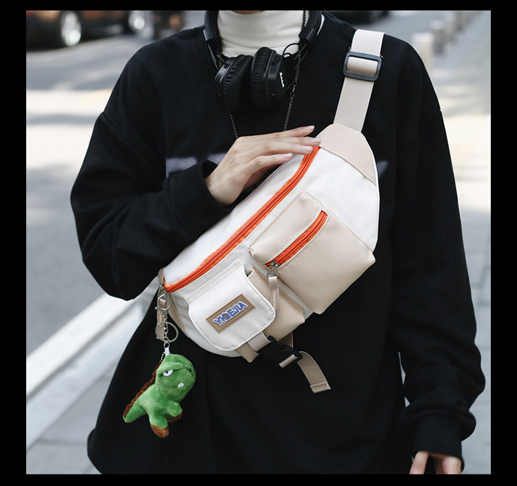 Autumn and winter new men's chest bag, color-blocked fashion student lightweight crossbody bag, Ruiying outdoor sports belt bag_voghion.com