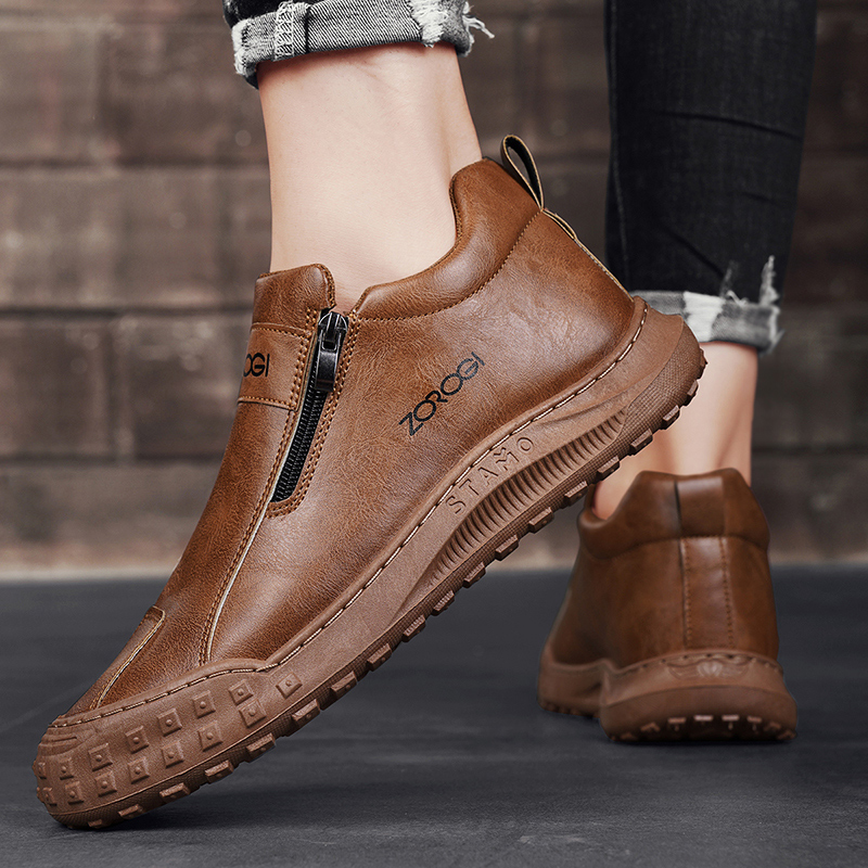 Men's Shoes Mid Top Zip Outdoor Casual Shoes Labour Shoes Driving Shoes Comfortable Slip Ons Shoes_voghion.com