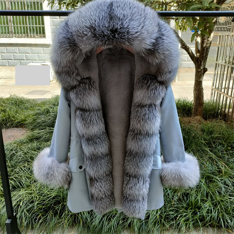 Damenbekleidung Winter Neue mittellange abnehmbare Futter Pelz modische warme Pelzmantel_voghion.com