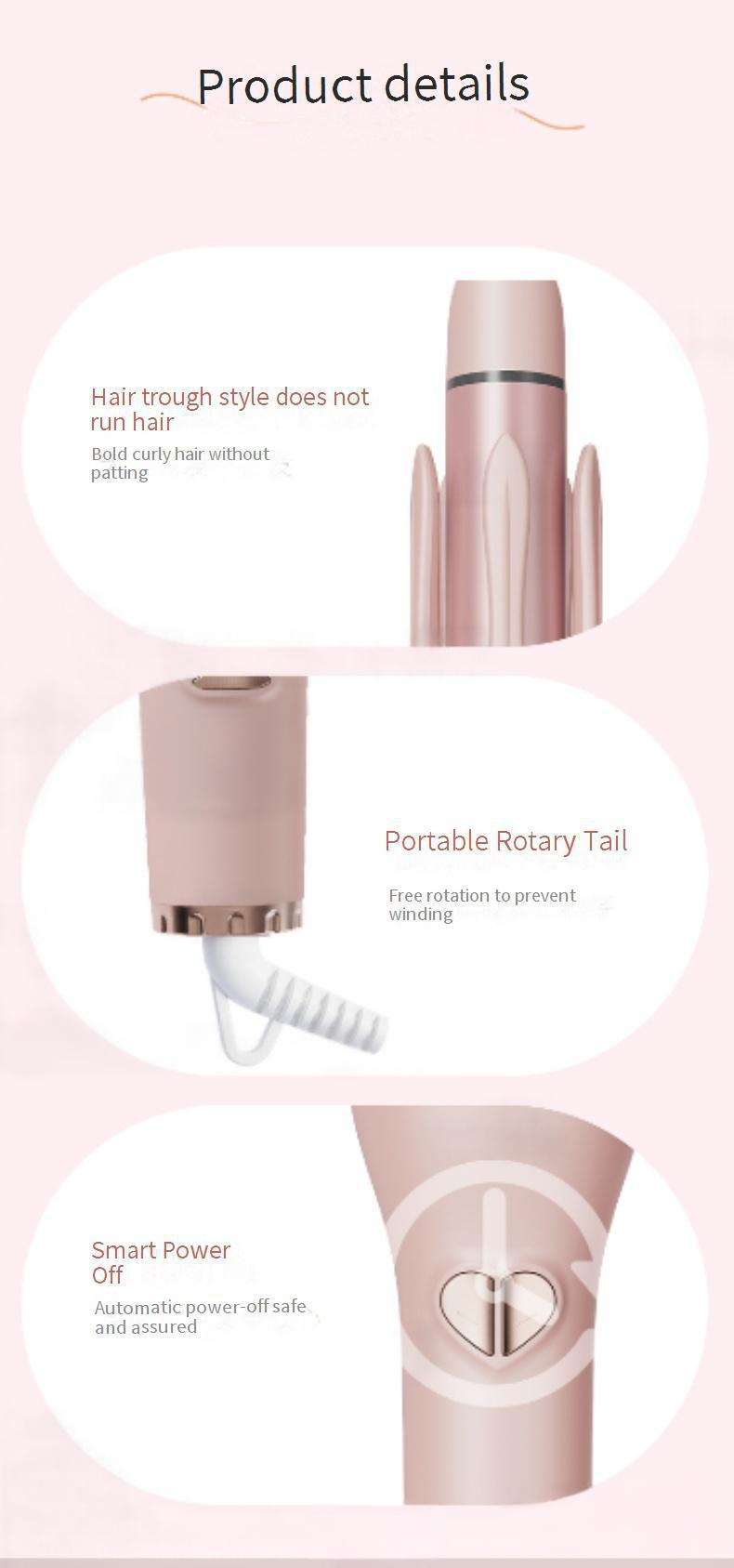 Haarkrultang, dubbele krultang, 32 mm, negatieve ionen, haarverzorging, volledig automatisch, zoemer, herinnering, slimme krultang, stijltang_voghion.com