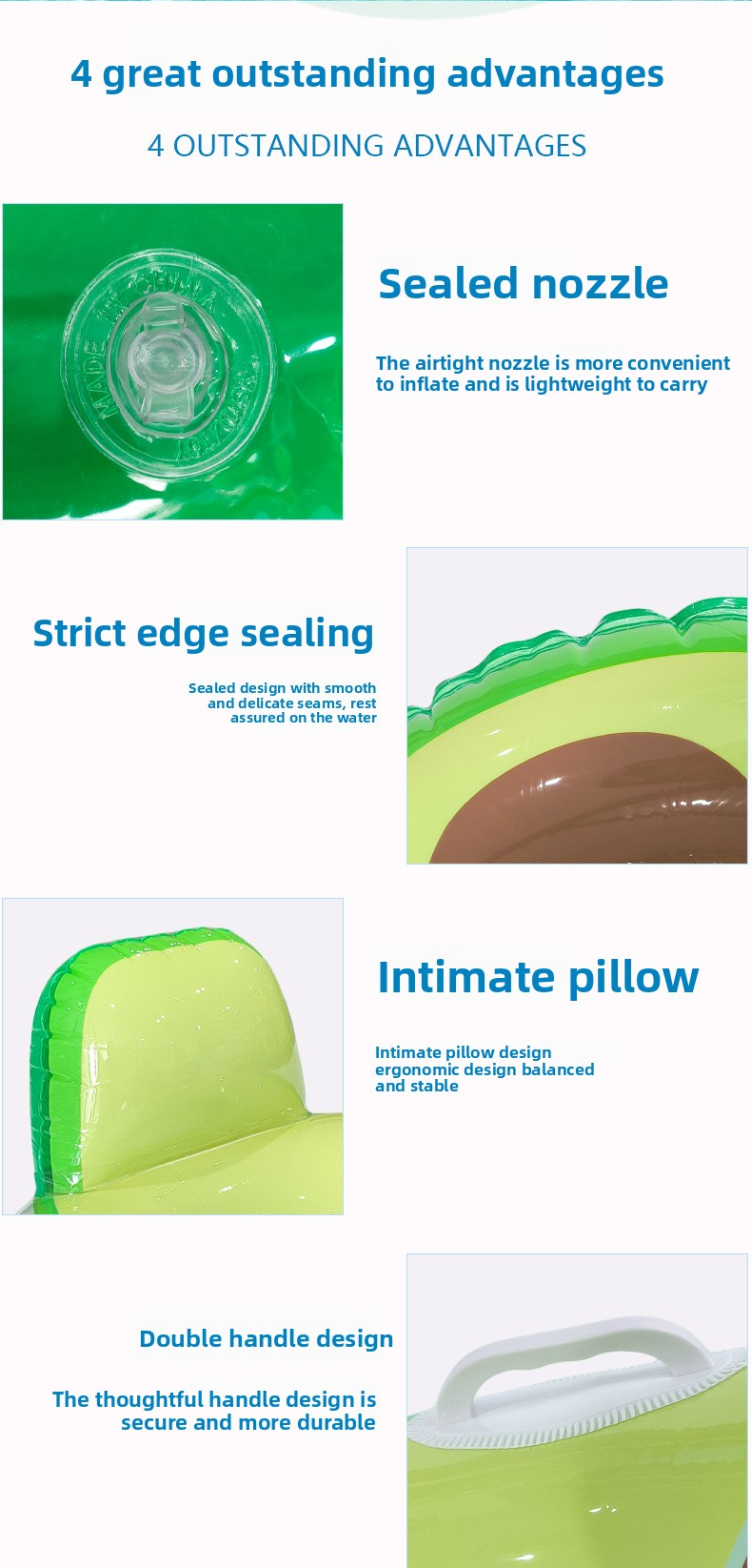 Avocado-Shaped Pool Float With Backrest - Thickened PVC Inflatable Lounge Chair For Adults (Water Safety Non-Toxic Includes Repair Patch & Hand Pump)_voghion.com