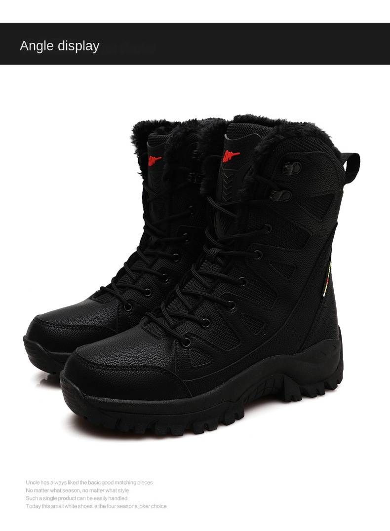 「XGXC」2024 New Winter Snow Boots, Fleece-lined High-top, Versatile Outdoor Hiking Cotton-padded Boots, Large Size Couples_voghion.com