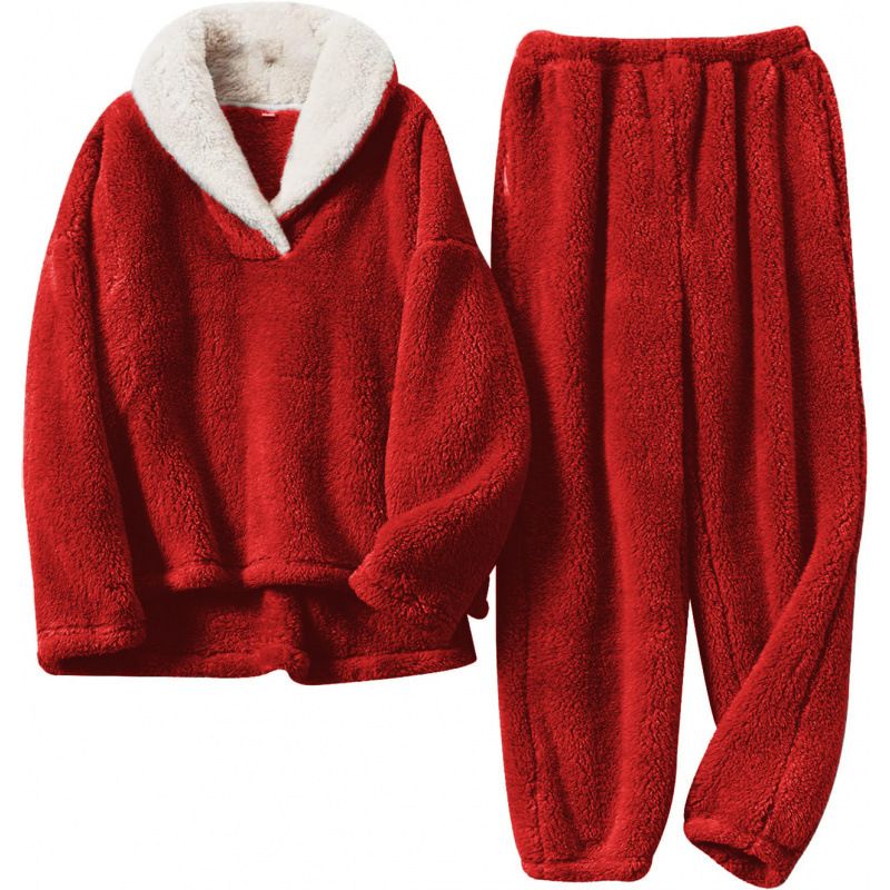Pijama de polar acogedor: ropa de estar por casa de manga larga para mujer, ropa de dormir de invierno en tallas grandes, suave y cálida (varios colores y tallas disponibles)_voghion.com
