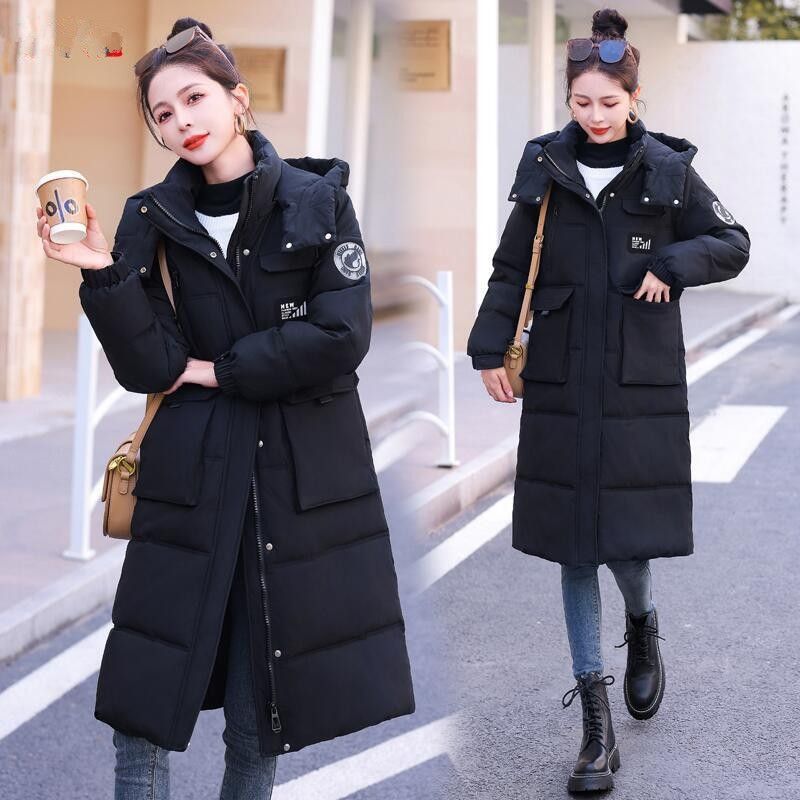 "Giacca imbottita da donna di media lunghezza – Cappotto invernale in velluto bianco, vestibilità ampia e ultra calda (nero/rosso/bianco)"_voghion.com