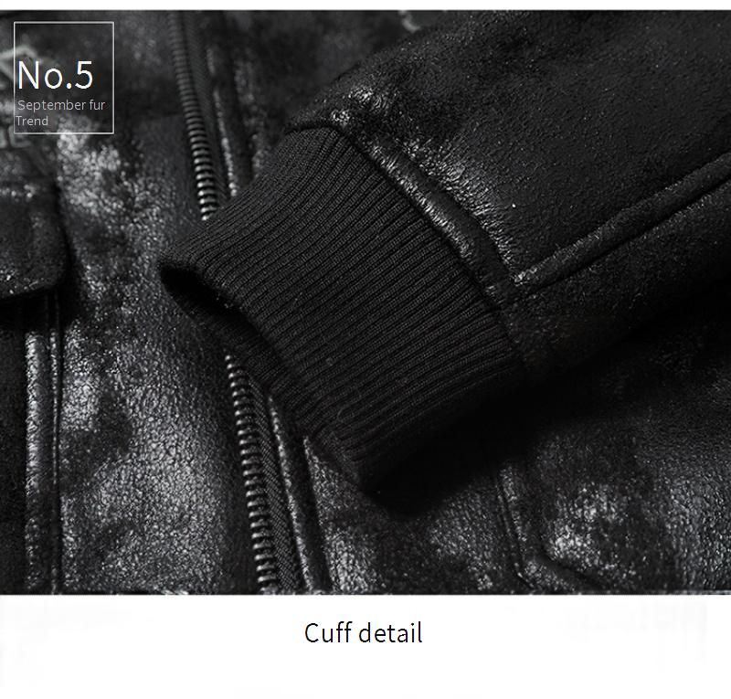 Men's Aviator Style PU Leather Jacket With Embroidered Patches, Fleece-Lined Biker Coat For Winter (Black, Brown, Vintage Brown)_voghion.com