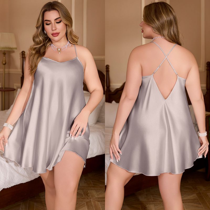 Women's Plus Size Satin Pajama Set Summer Short Nightgown Sleepwear Loungewear Comfortable & Breathable_voghion.com