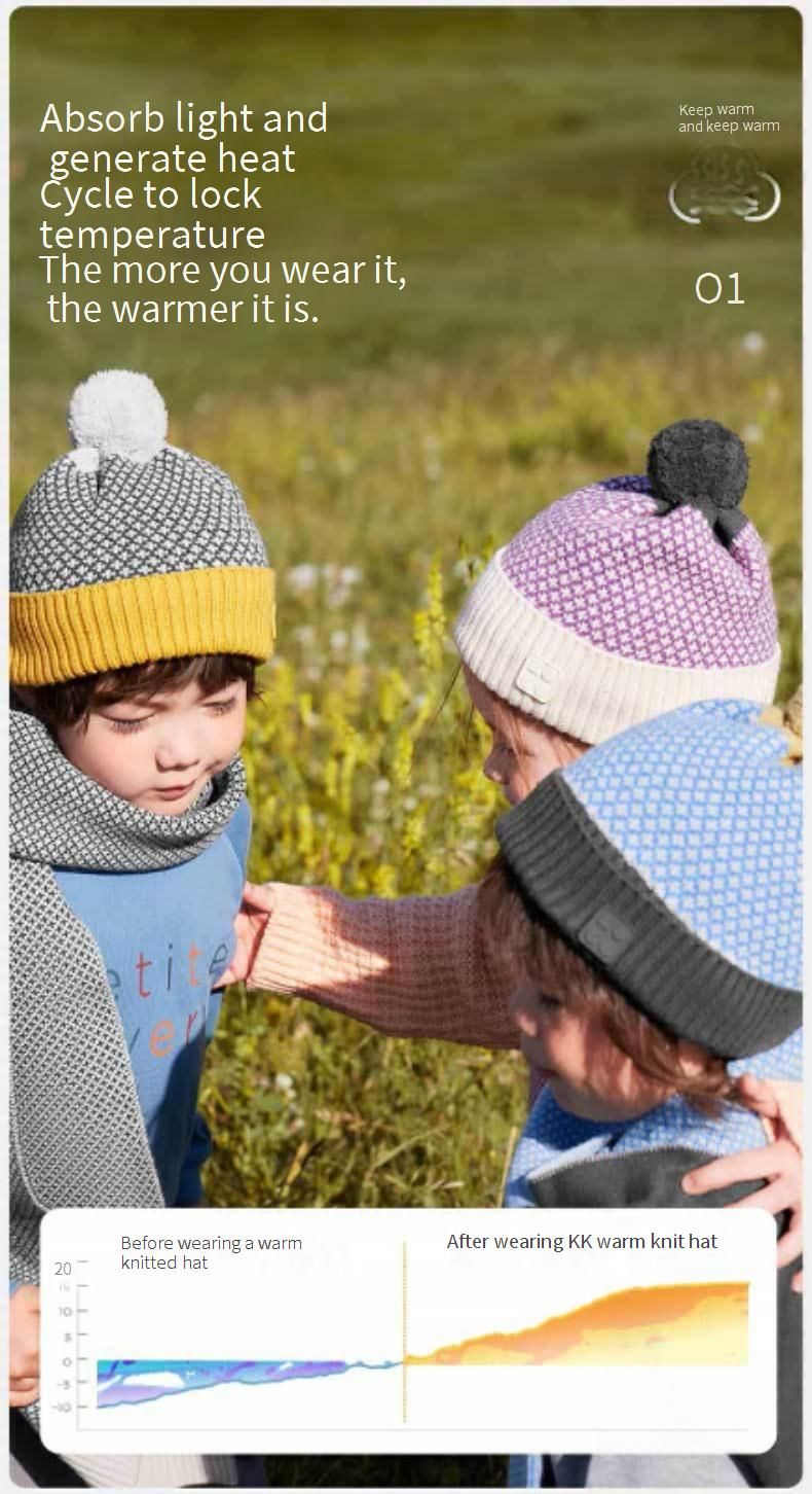 Ensemble bonnet et écharpe en tricot pour enfants – Bonnet d'hiver en acrylique pour garçons et filles (4-10 ans), cache-oreilles unisexe coupe-vent (tailles M/L)_voghion.com