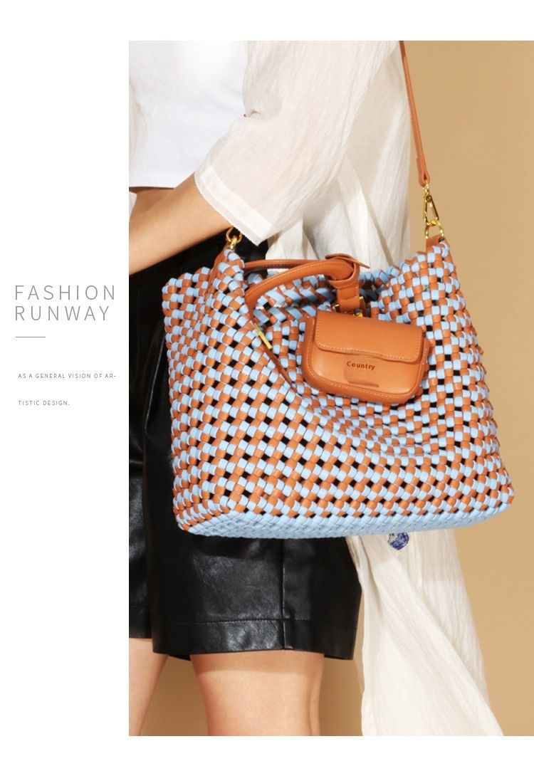 Håndvesker til kvinner, nye sommervevde handlevesker, enkle, uformelle skuldervesker, fasjonable og allsidige mor-og-barn-vesker, myntvesker._voghion.com