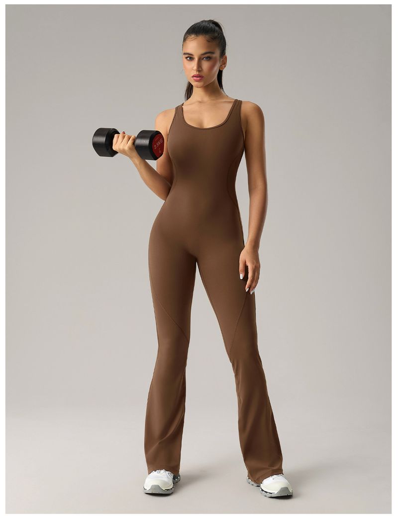Avrupa ve Amerikan Kloş Yoga Tulumu Güzel Sırt Elastik Vücut Şekillendirici Fitness Kıyafetleri Dar Yelek Spor Giyim Kadın DLT006_voghion.com