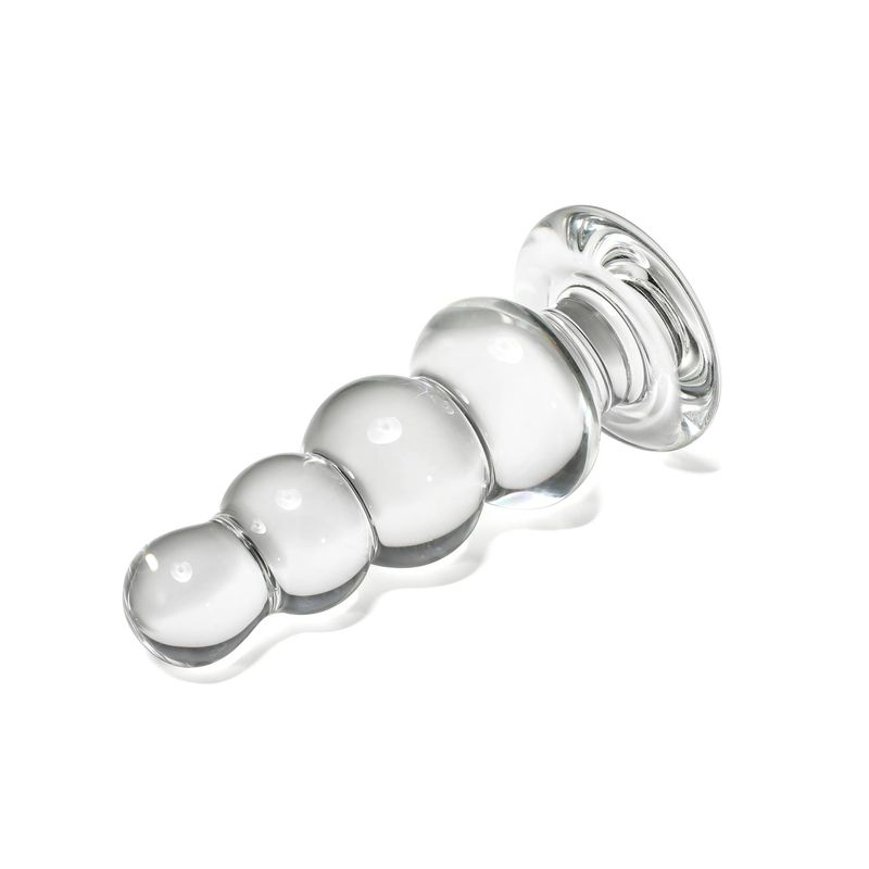 Plug anale in vetro con bacchetta magica, perline di cristallo trasparente con base svasata, giocattolo sessuale per adulti_voghion.com